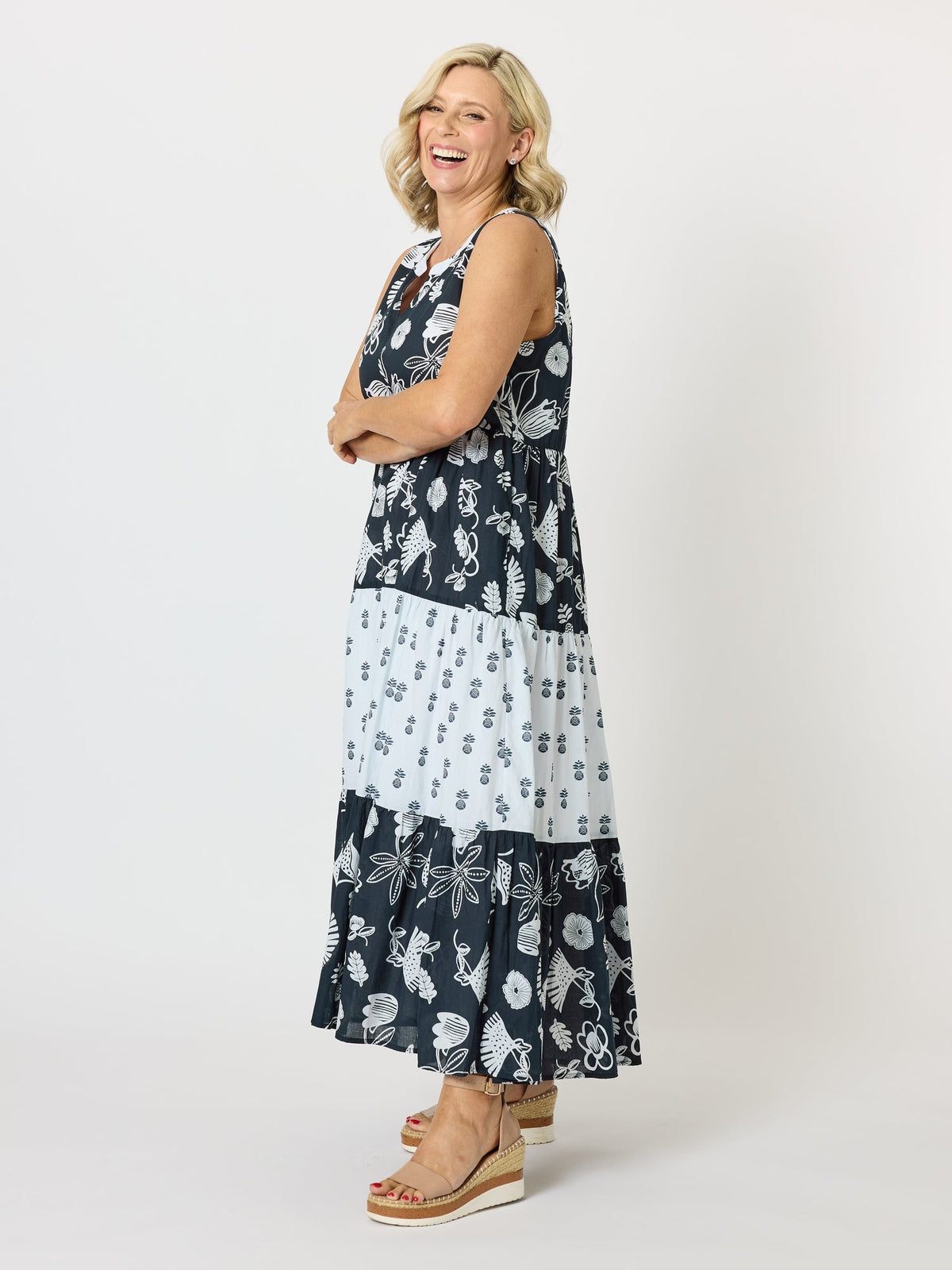 Gordon Smith Palm Springs Print Dress (Navy/White)