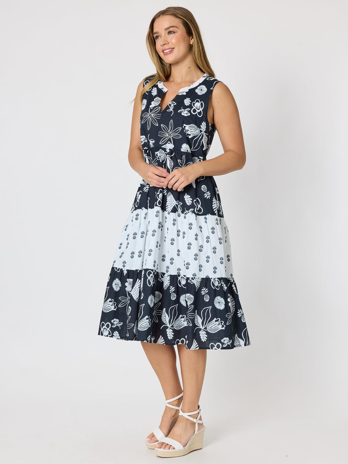 Gordon Smith Palm Springs Print Dress (Navy/White)