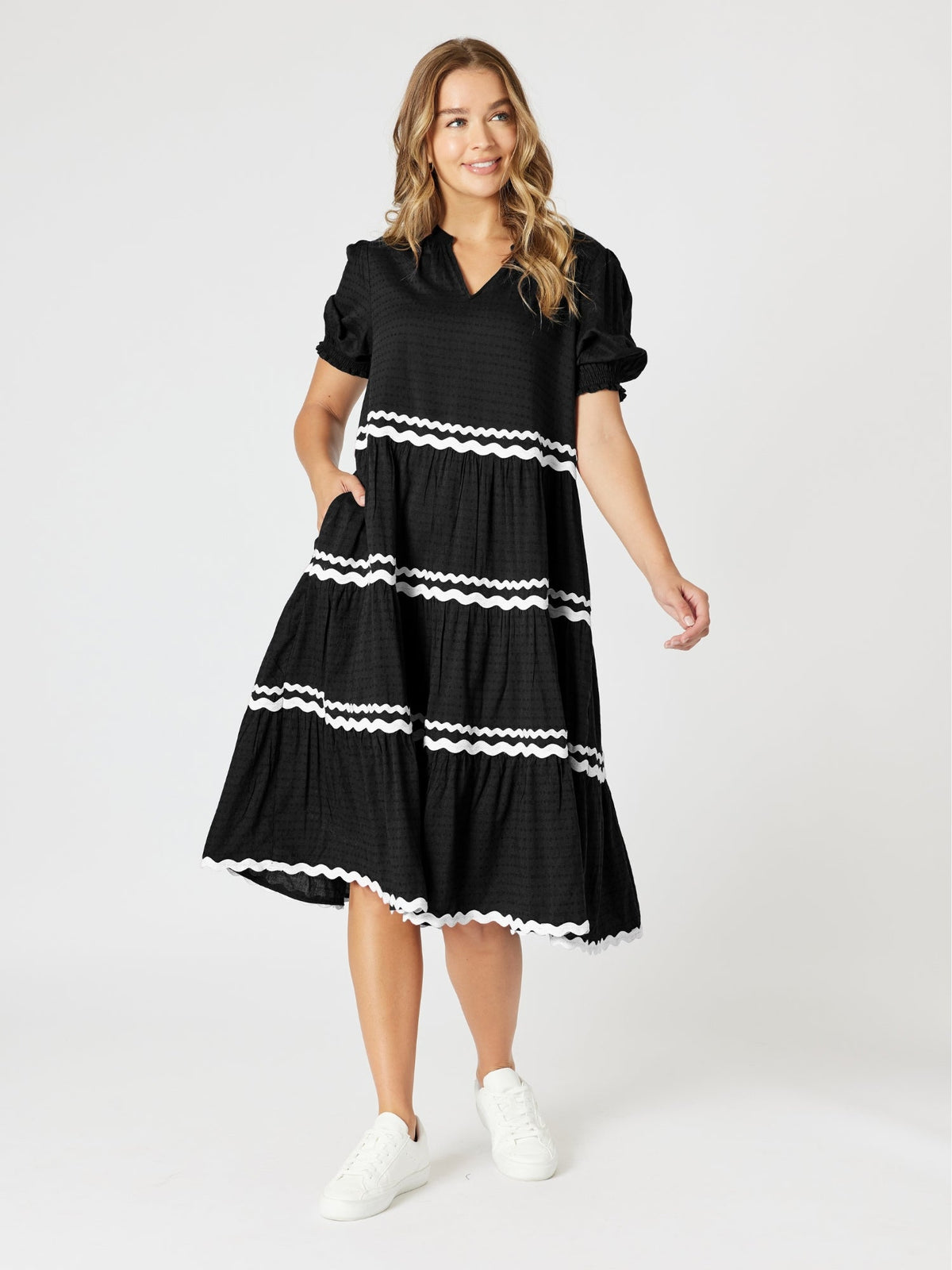 Image of Dresses. Product name - Ric Rac Dress Black in Black colour by brand - Threadz