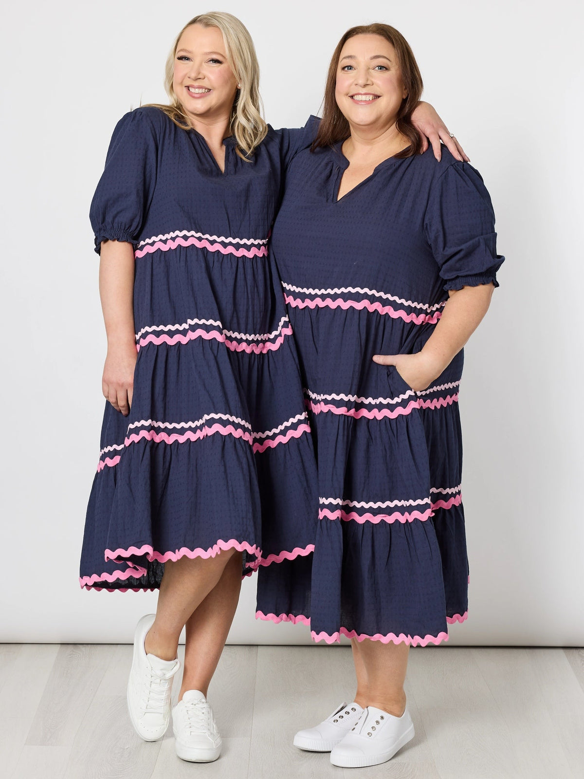 Image of Dresses. Product name - Ric Rac Dress Navy in Navy colour by brand - Threadz
