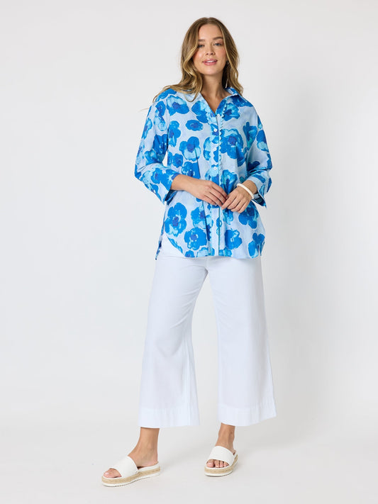 Threadz Poppies Floral Print Shirt (Aqua Multi)