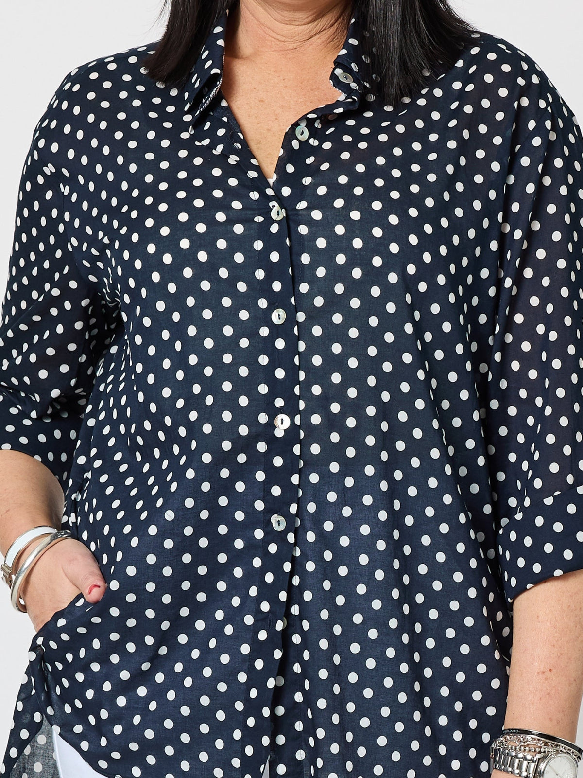 Gordon Smith Spotty Cotton Shirt (Navy/White)