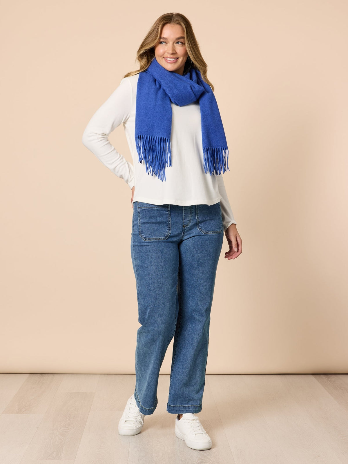 Threadz Cosy Fringe Scarf (Cobalt)