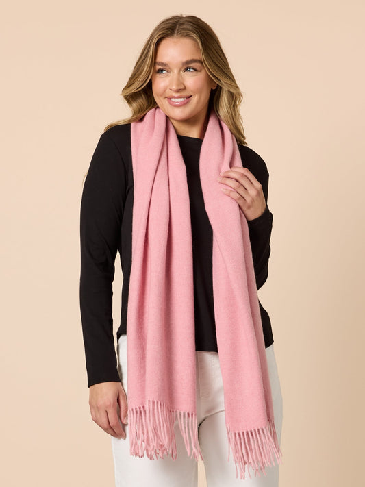 Image of Scarves & Shawls. Product name - Cosy Fringe Scarf Pink in Pink colour by brand - Threadz