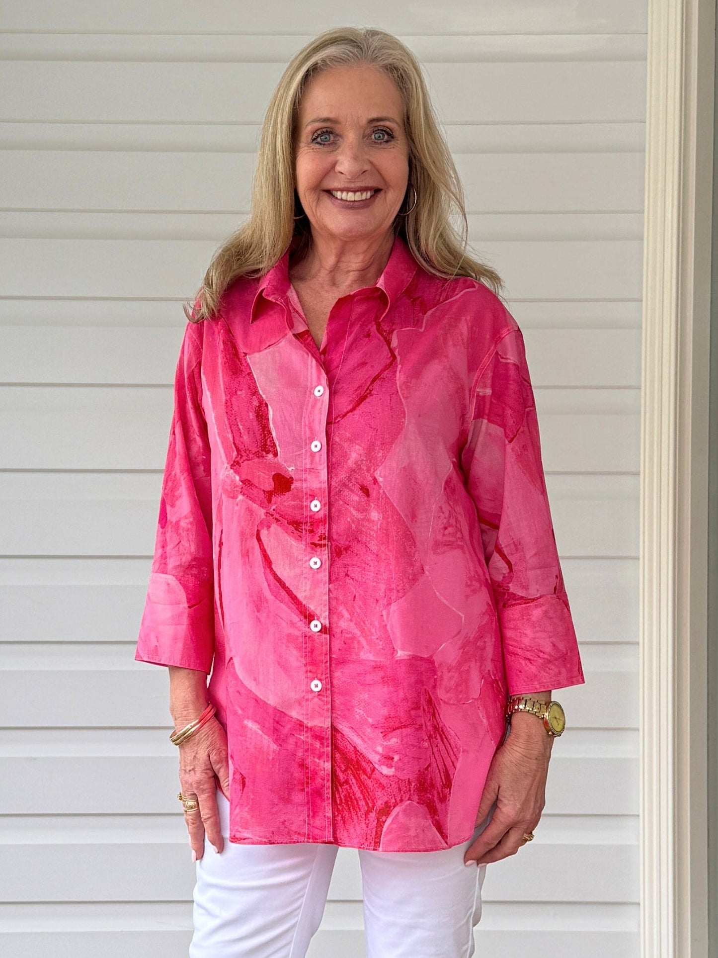 Image of Shirts. Product name - Grazia Mio Caro Shirt Pink in Pink colour by brand - Threadz