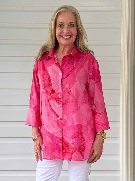 Image of Shirts. Product name - Grazia Mio Caro Shirt Pink in Pink colour by brand - Threadz
