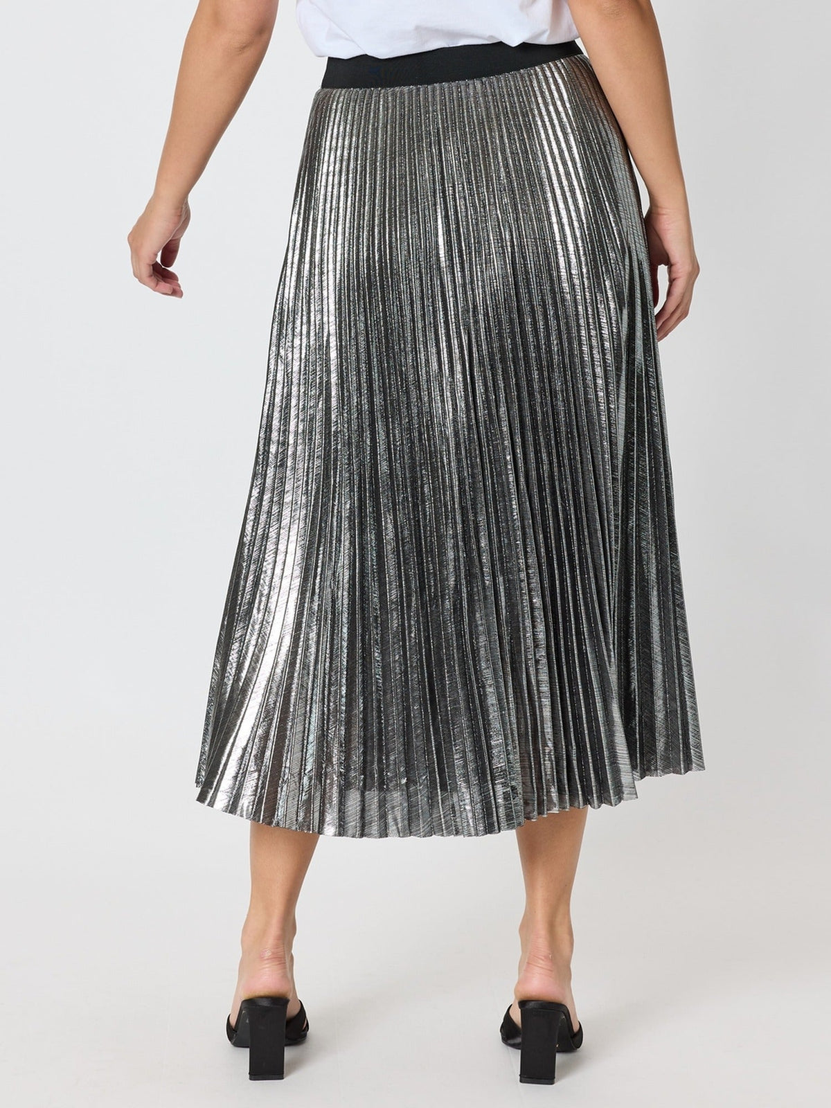 Threadz Shimmer Pleated Skirt (Silver)