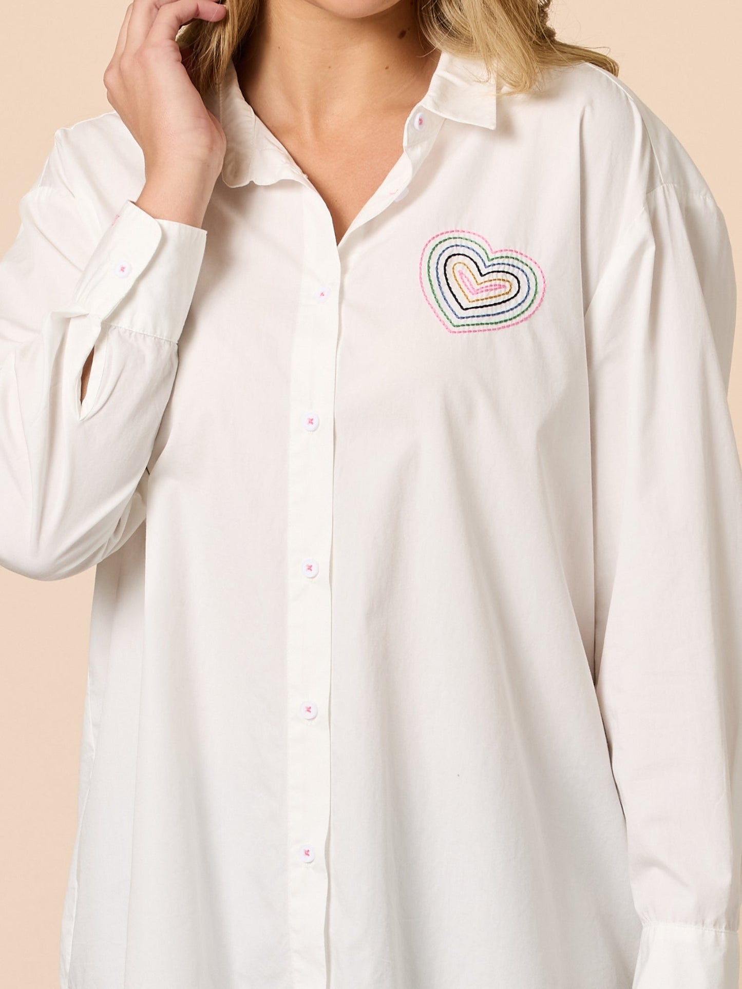 Image of Shirts. Product name - Sweetheart Shirt White in White colour by brand - Threadz
