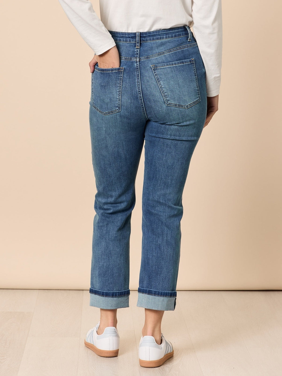 Threadz Retro Cuff Straight Leg Jean (Denim)