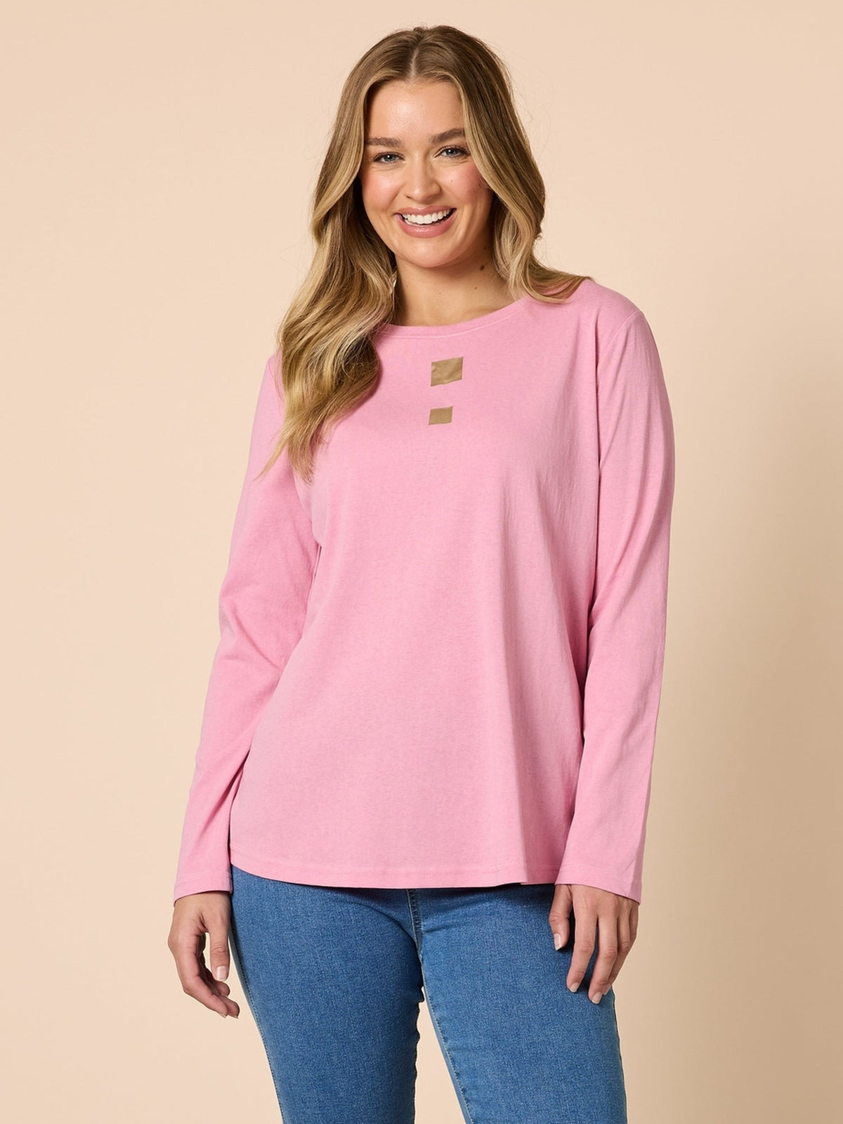 Image of T-Shirts. Product name - Hearts Square Tee Pink in Pink colour by brand - Threadz