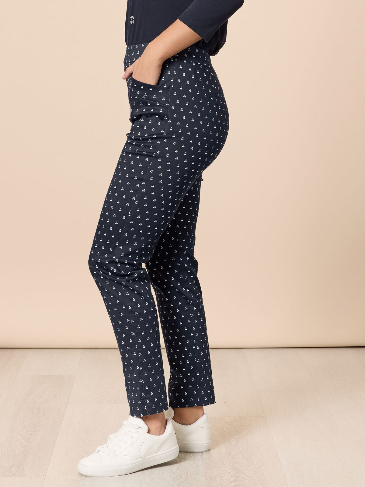 Gordon Smith Cherry Print Slim Leg Pant (Navy/White)