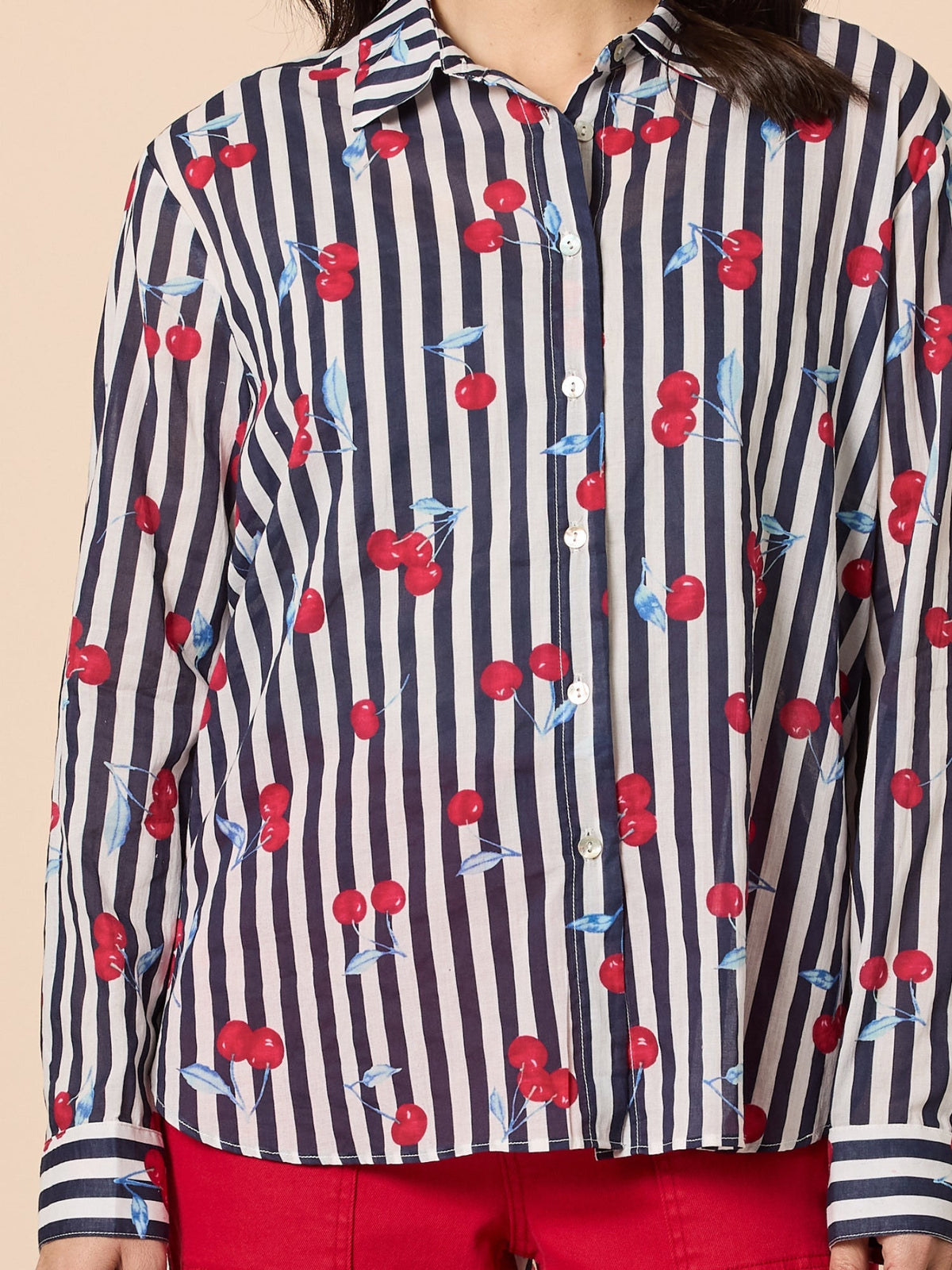 Gordon Smith Cherry Stripe Shirt (Navy/White)