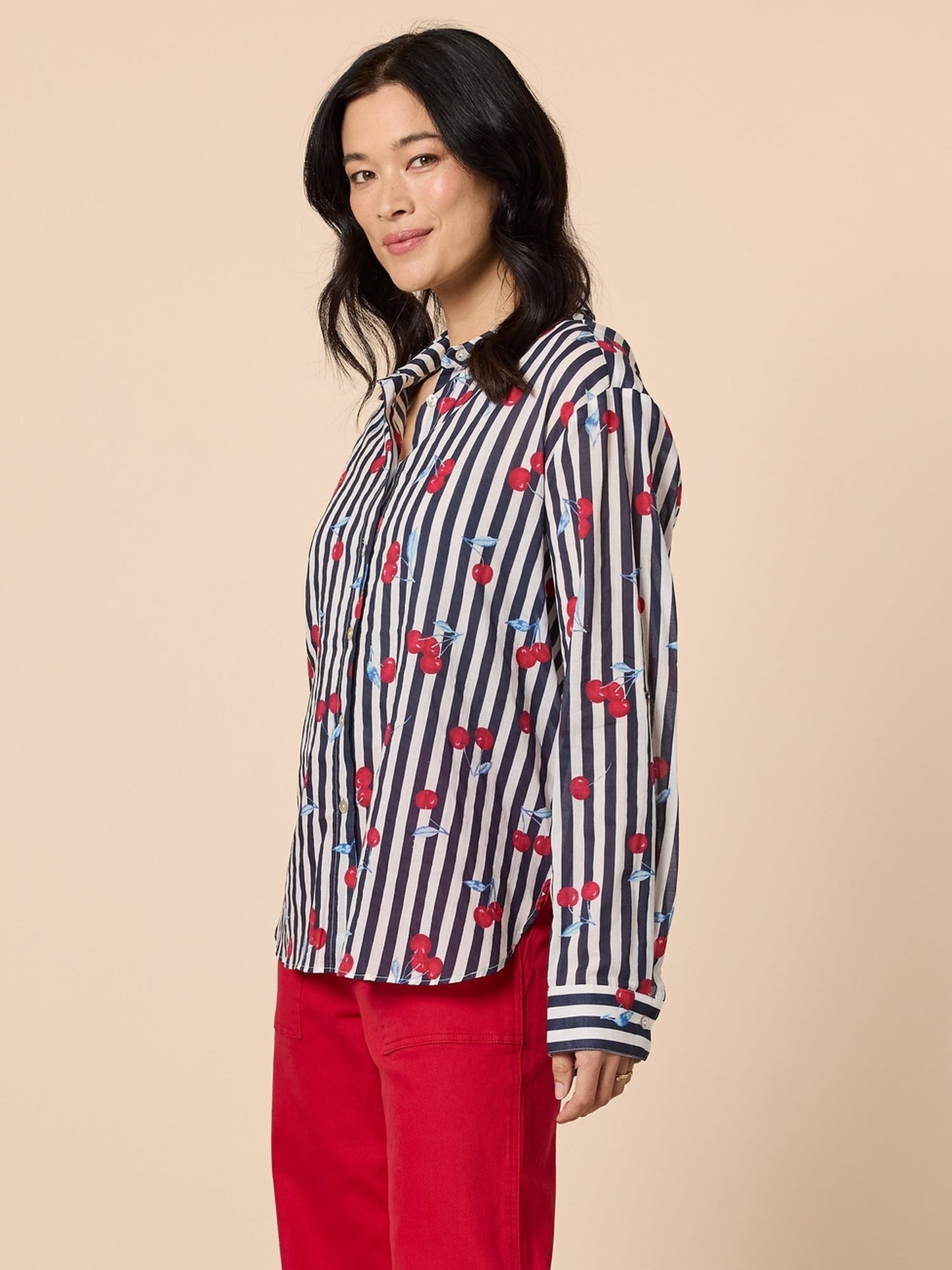 Gordon Smith Cherry Stripe Shirt (Navy/White)