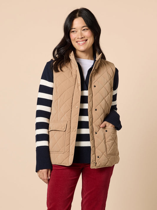 Image of Coats & Jackets. Product name - Hampton Quilted Vest Caramel in Caramel colour by brand - Gordon Smith