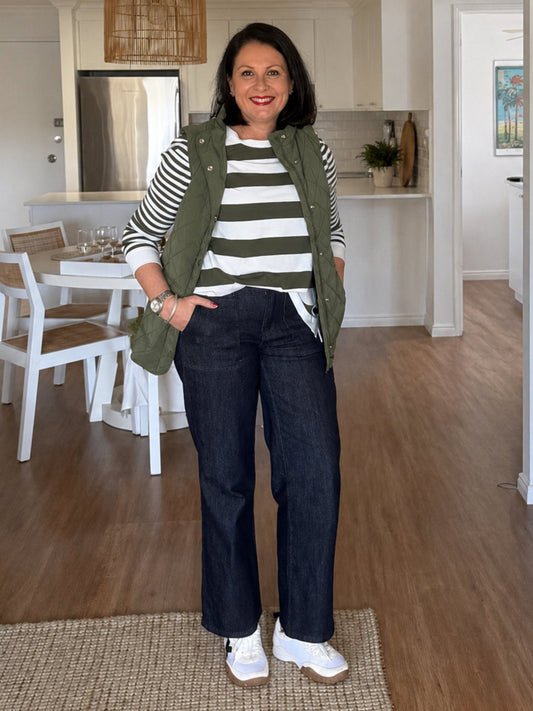Gordon Smith Brighton Stripe Top (Khaki Ivory)
