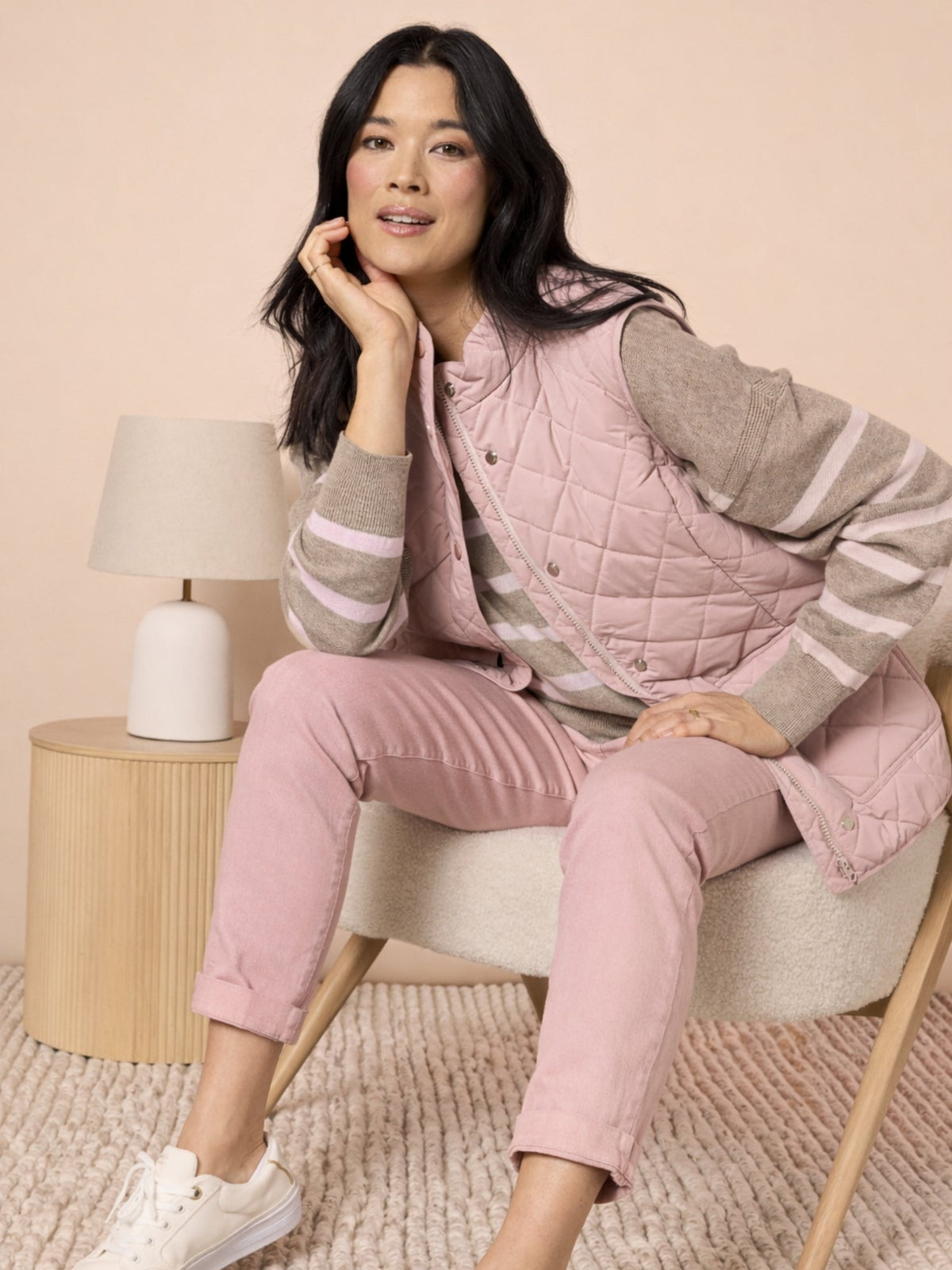 Image of Coats & Jackets. Product name - Hampton Quilted Vest Blush in Blush colour by brand - Gordon Smith