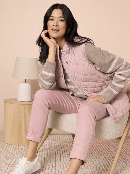 Image of Coats & Jackets. Product name - Hampton Quilted Vest Blush in Blush colour by brand - Gordon Smith