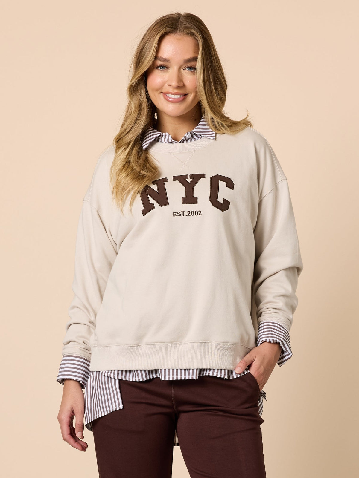 Image of Shirts. Product name - The NYC Sweatshirt Natural in Natural colour by brand - Threadz