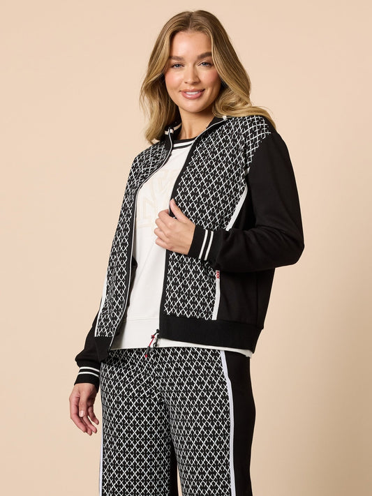 Image of Coats & Jackets. Product name - Empire Spliced Jacket Black/Ivory in Black/Ivory colour by brand - Threadz