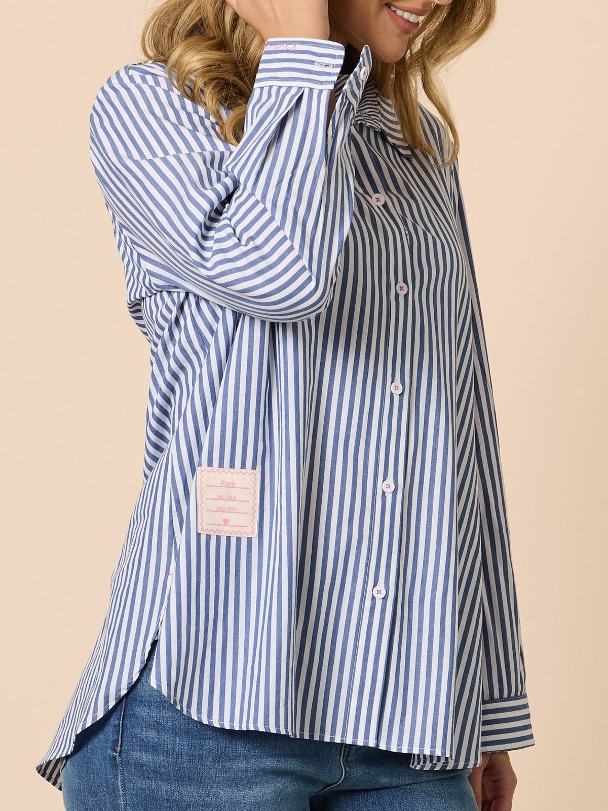 Image of Shirts. Product name - Liberty Stripe Shirt Blue/White in Blue/White colour by brand - Threadz
