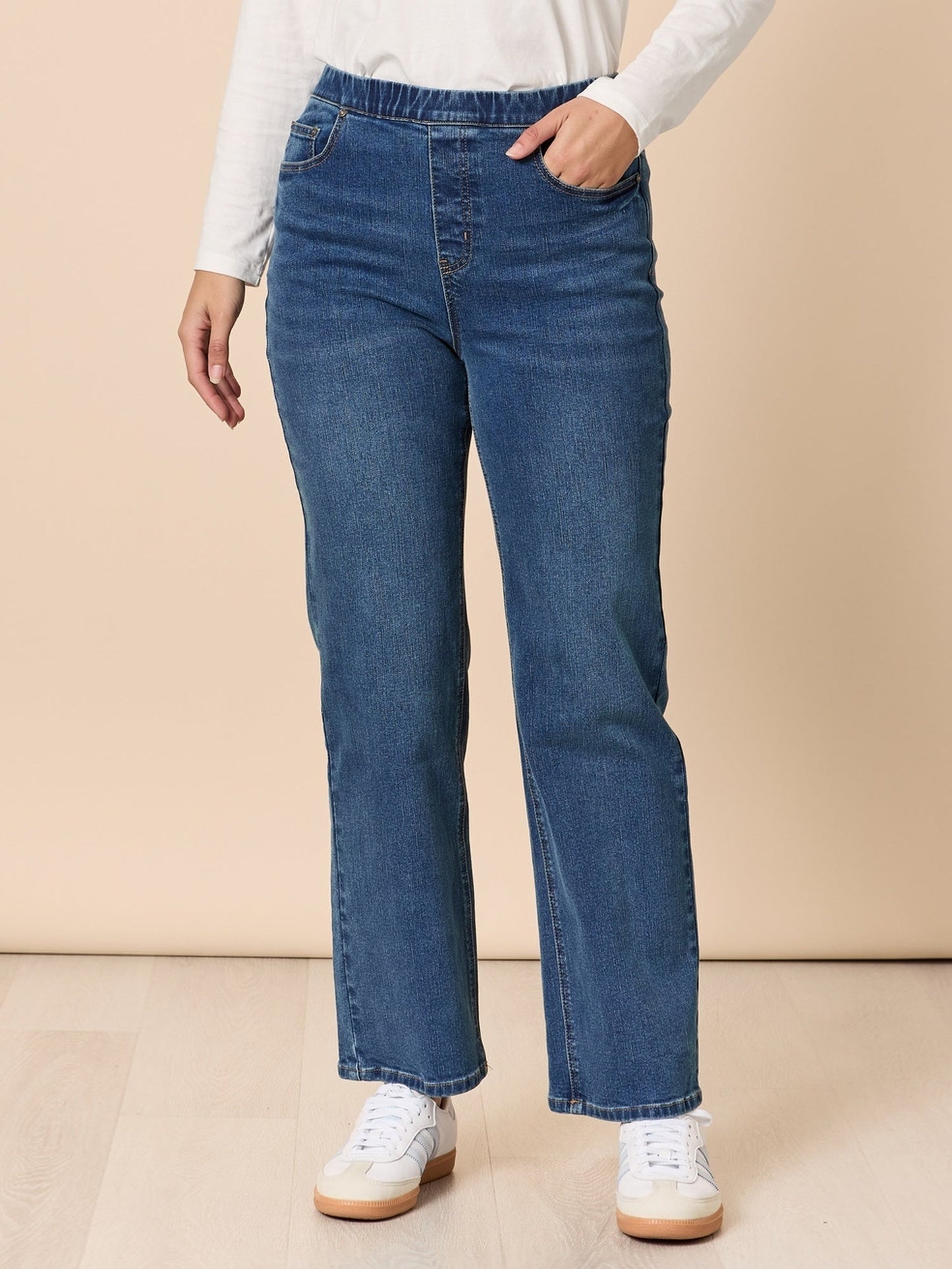 Image of Jeans. Product name - Everyday Straight Leg Jean Denim in Denim colour by brand - Threadz