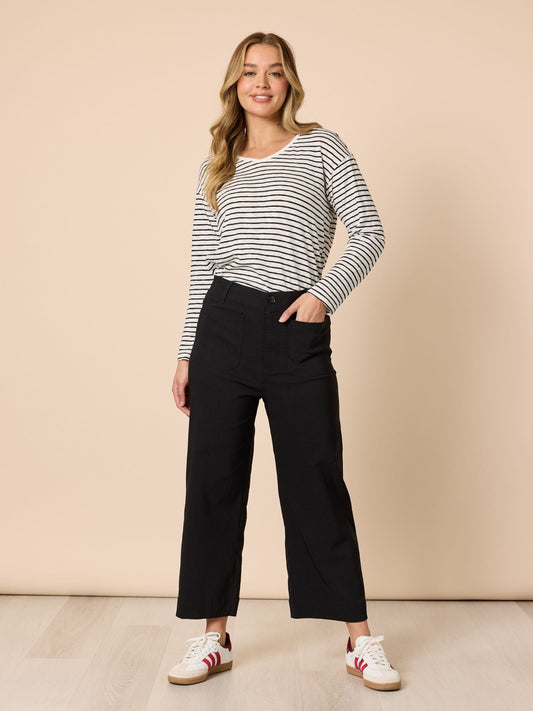 Threadz City Stripe Long Sleeve Tee (Black/Ivory)