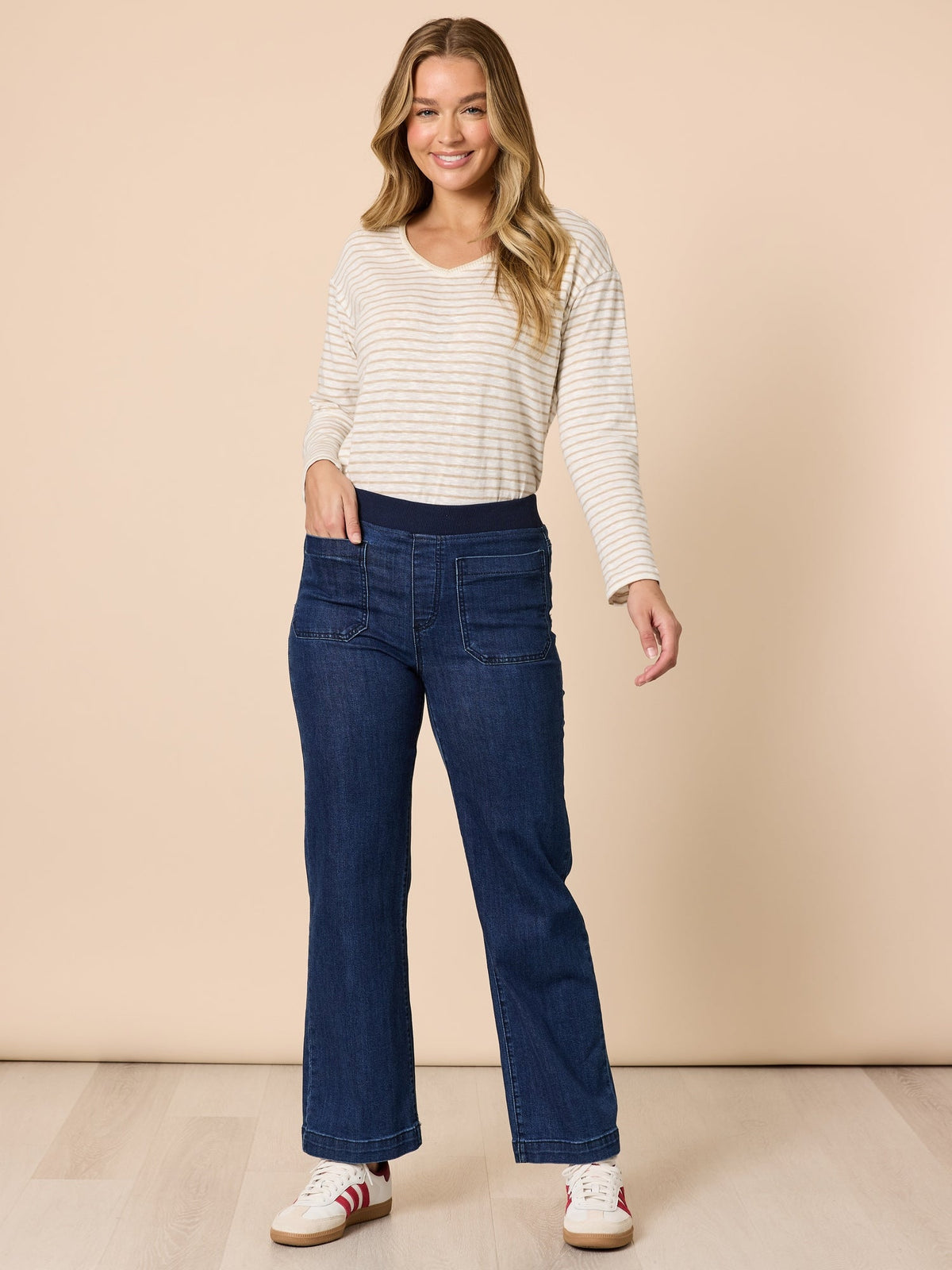 Threadz Carpenter Stretch Wide Leg Jean (Dark Denim)