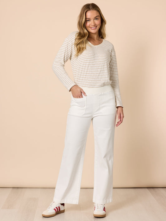Threadz Carpenter Stretch Wide Leg Jean (White)