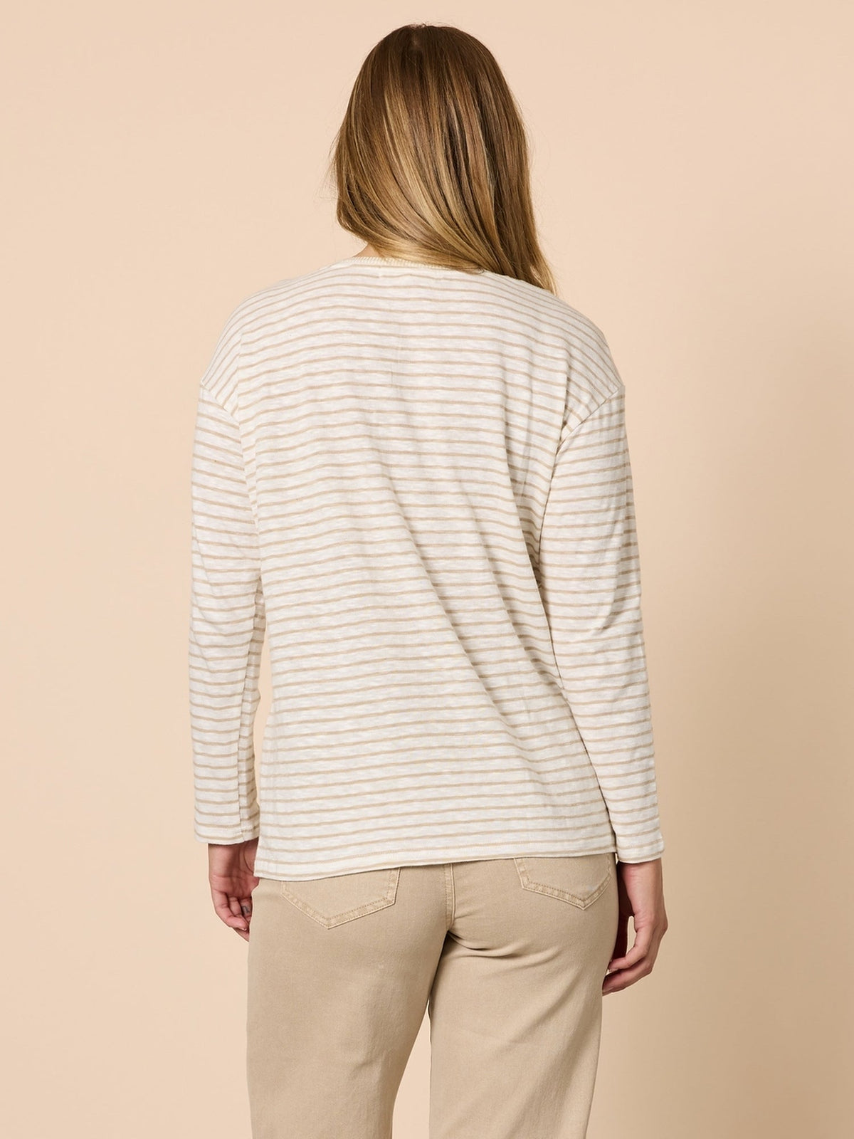 Threadz City Stripe Long Sleeve Tee (Natural Ivory)