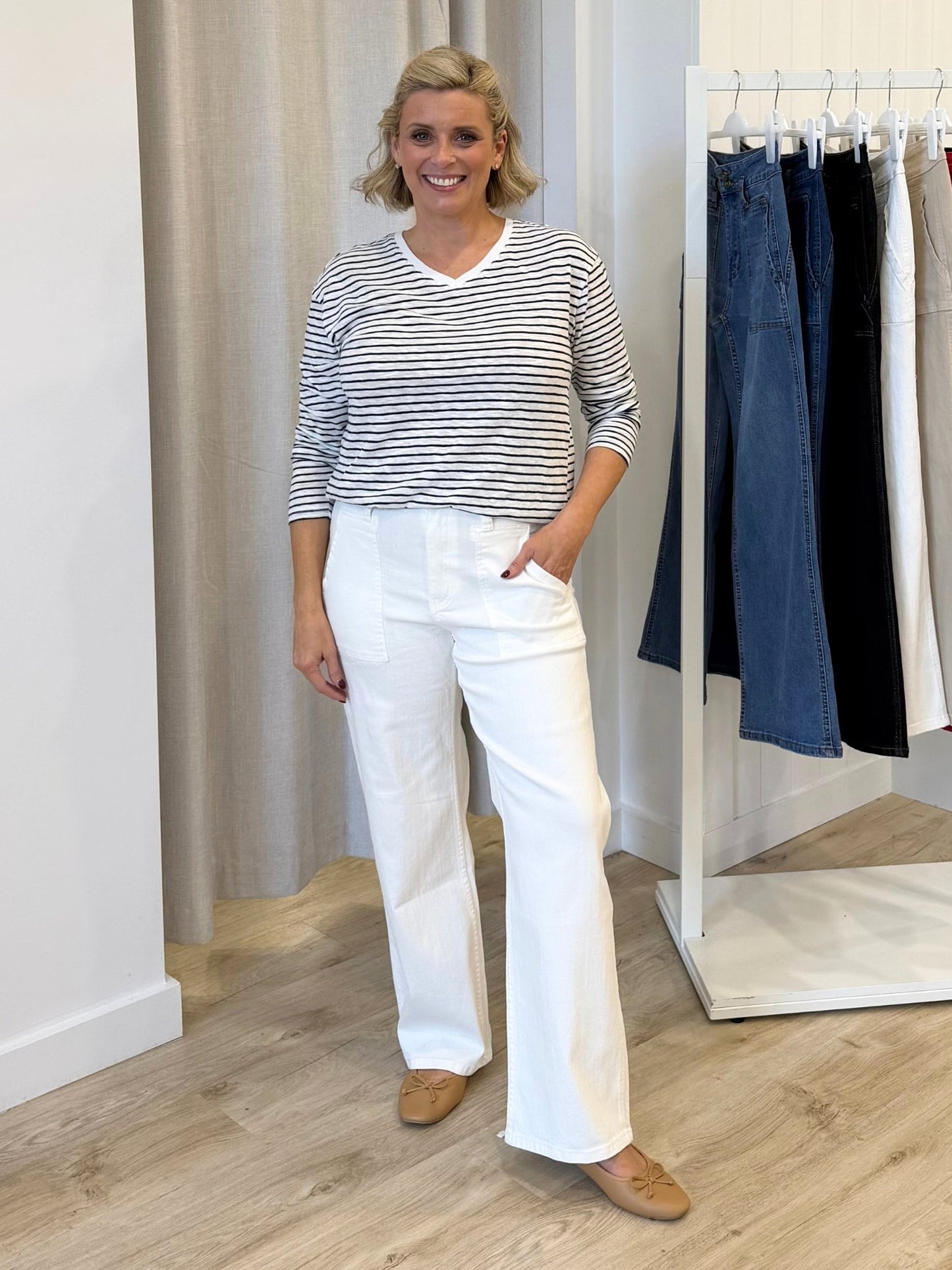 Gordon Smith Hudson Wide Leg Jean (Ivory)