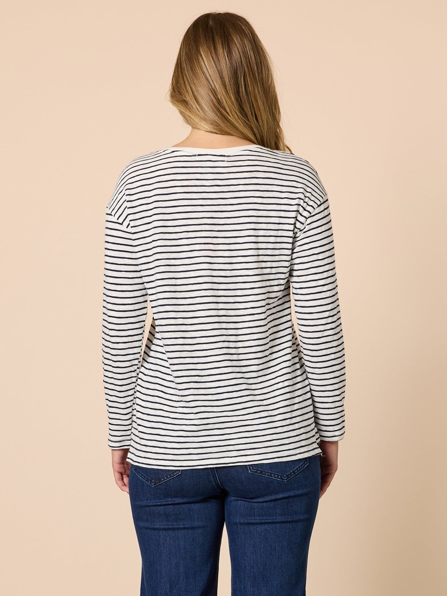 Threadz City Stripe Long Sleeve Tee (Navy/Ivory)