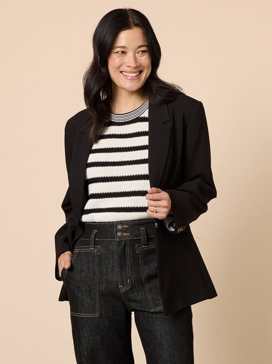 Image of Coats & Jackets. Product name - Maddison Blazer Black in Black colour by brand - Gordon Smith