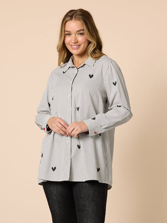 Image of Shirts. Product name - Aspen Stripe Shirt Black/White in Black/White colour by brand - Threadz