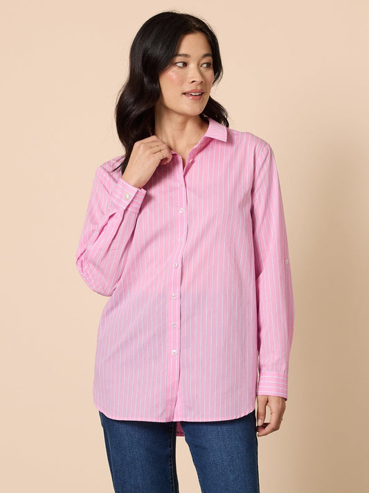 Image of Shirts. Product name - Savannah Stripe Shirt Pink in Pink colour by brand - Gordon Smith