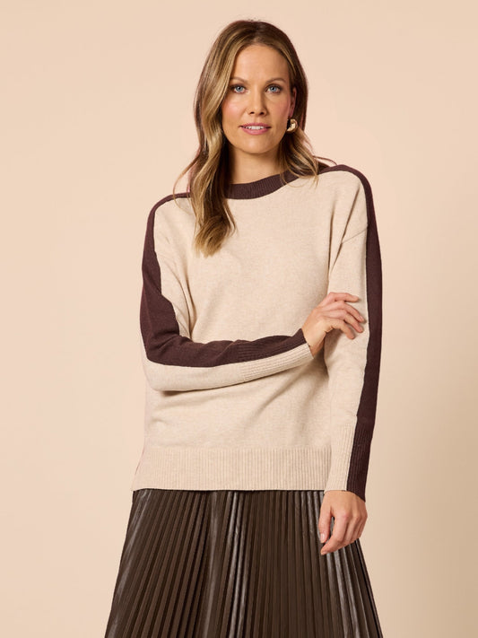 Image of a model wearing Tops. Product name - Rialto Knit Natural in Natural colour by brand - Hammock & Vine