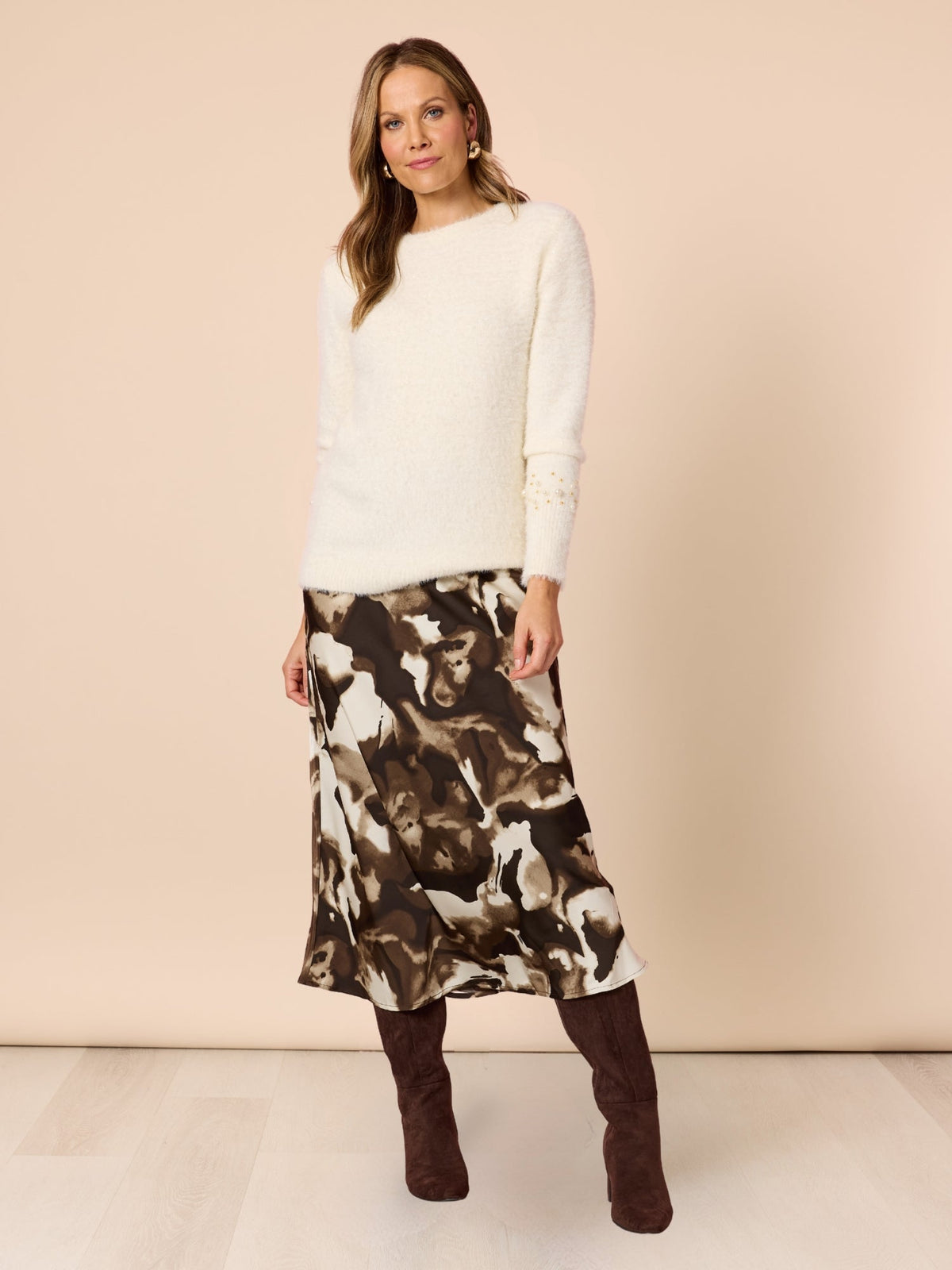 Hammock & Vine La Perla Knit with Scarf (Ivory)
