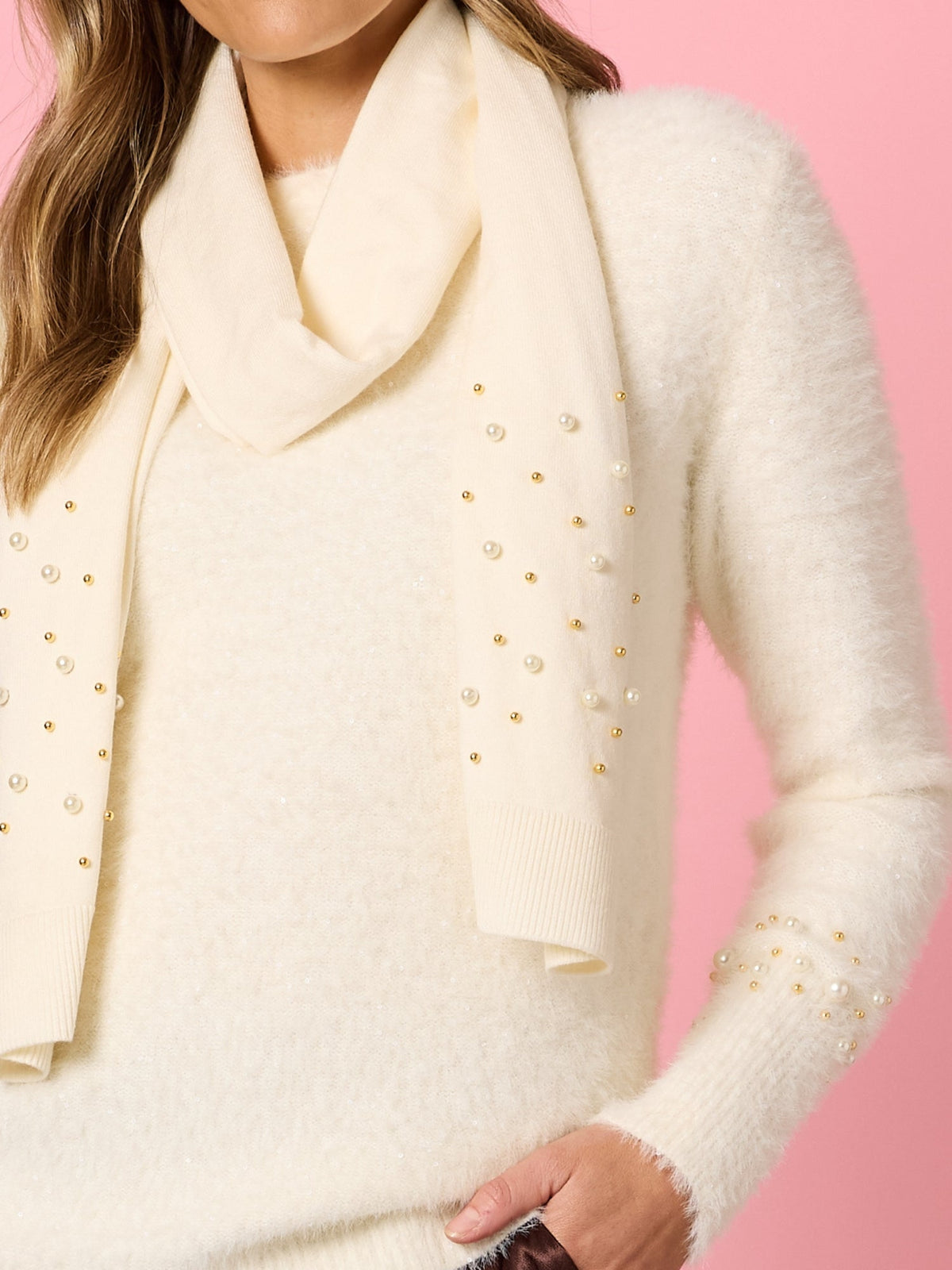 Hammock & Vine La Perla Knit with Scarf (Ivory)