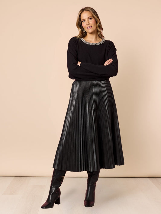 Hammock & Vine Florence Pleat Skirt (Black)