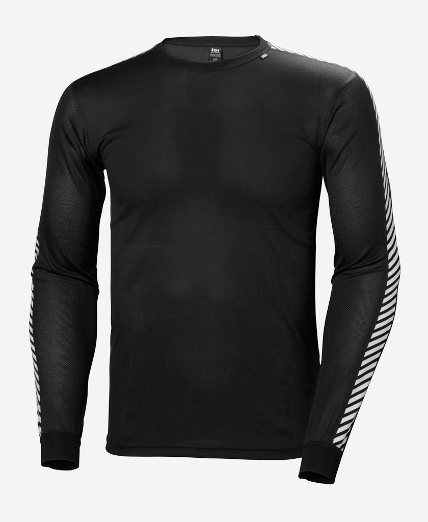Image of a model wearing Tops. Product name - HH LIFA STRIPE CREW, Black in Black colour by brand - Helly Hansen