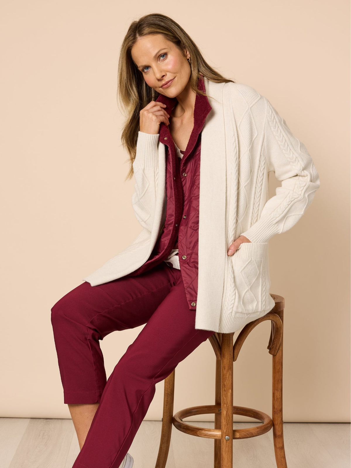 Image of Cardigans. Product name - Apres Cardigan Chalk in Chalk colour by brand - Clarity