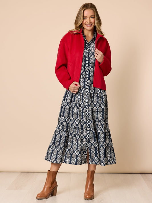 Threadz Lola Print Dress (Navy/White)