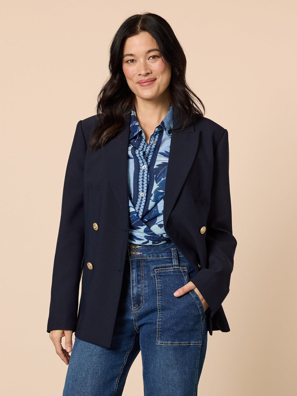 Image of Coats & Jackets. Product name - Newport Blazer Navy in Navy colour by brand - Gordon Smith
