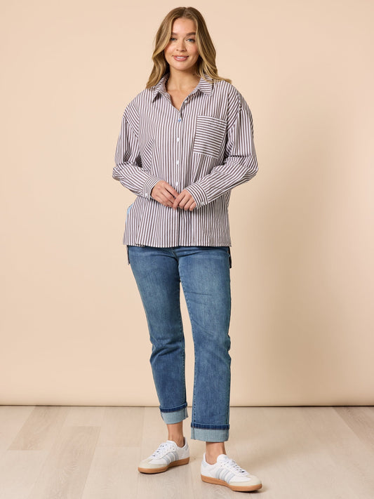 Threadz Urban Stripe Shirt (Coffee White)