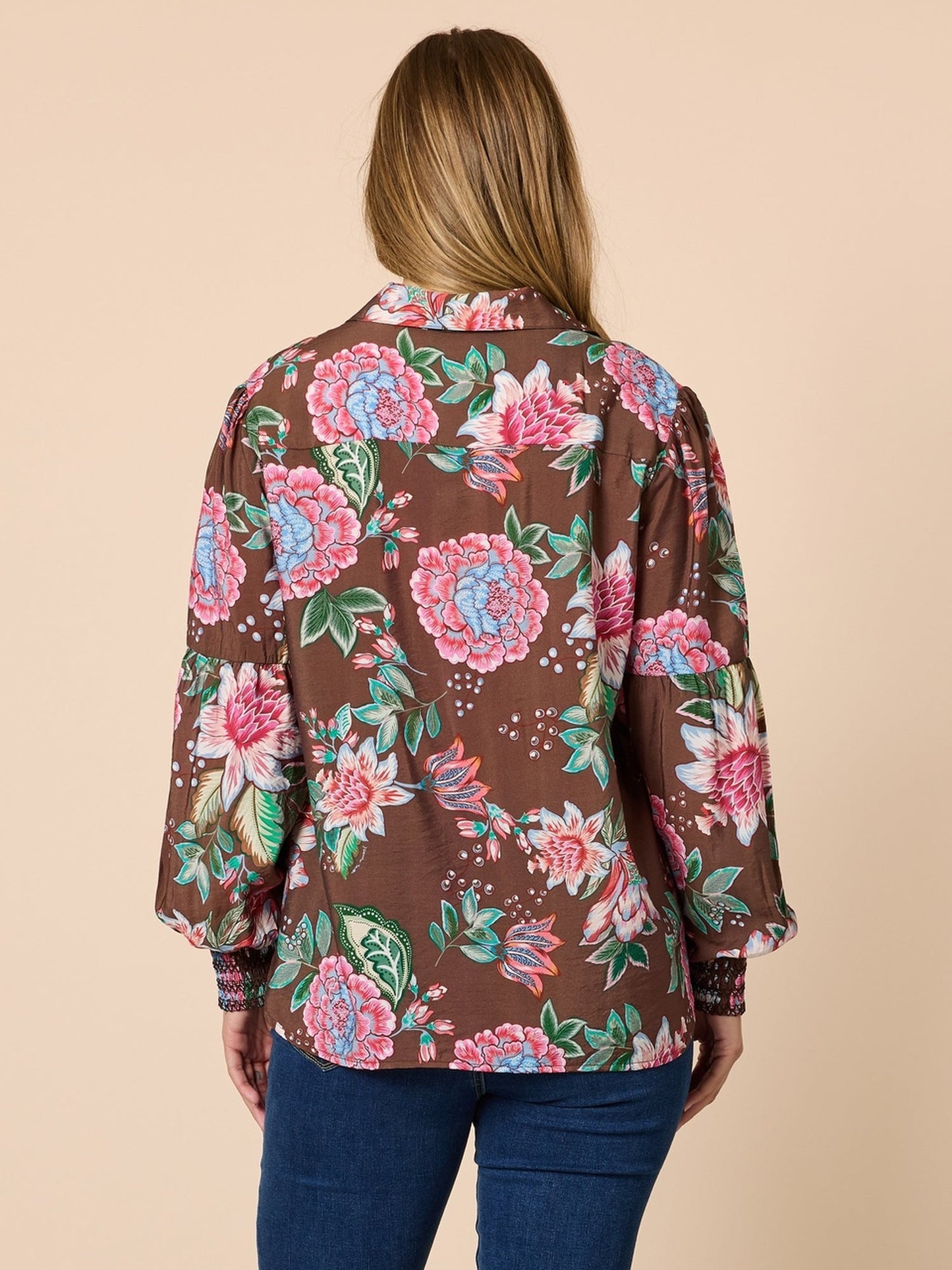 Threadz Bouquet Print Shirt (Chocolate Multi)