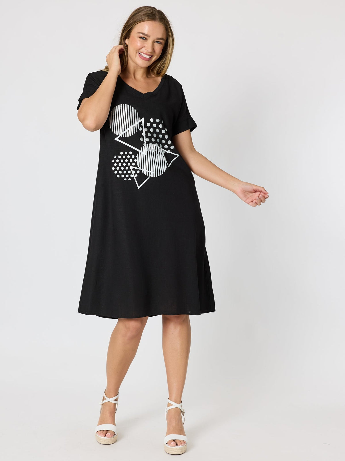 Image of Dresses. Product name - Circle on Circle Dress Black in Black colour by brand - Clarity