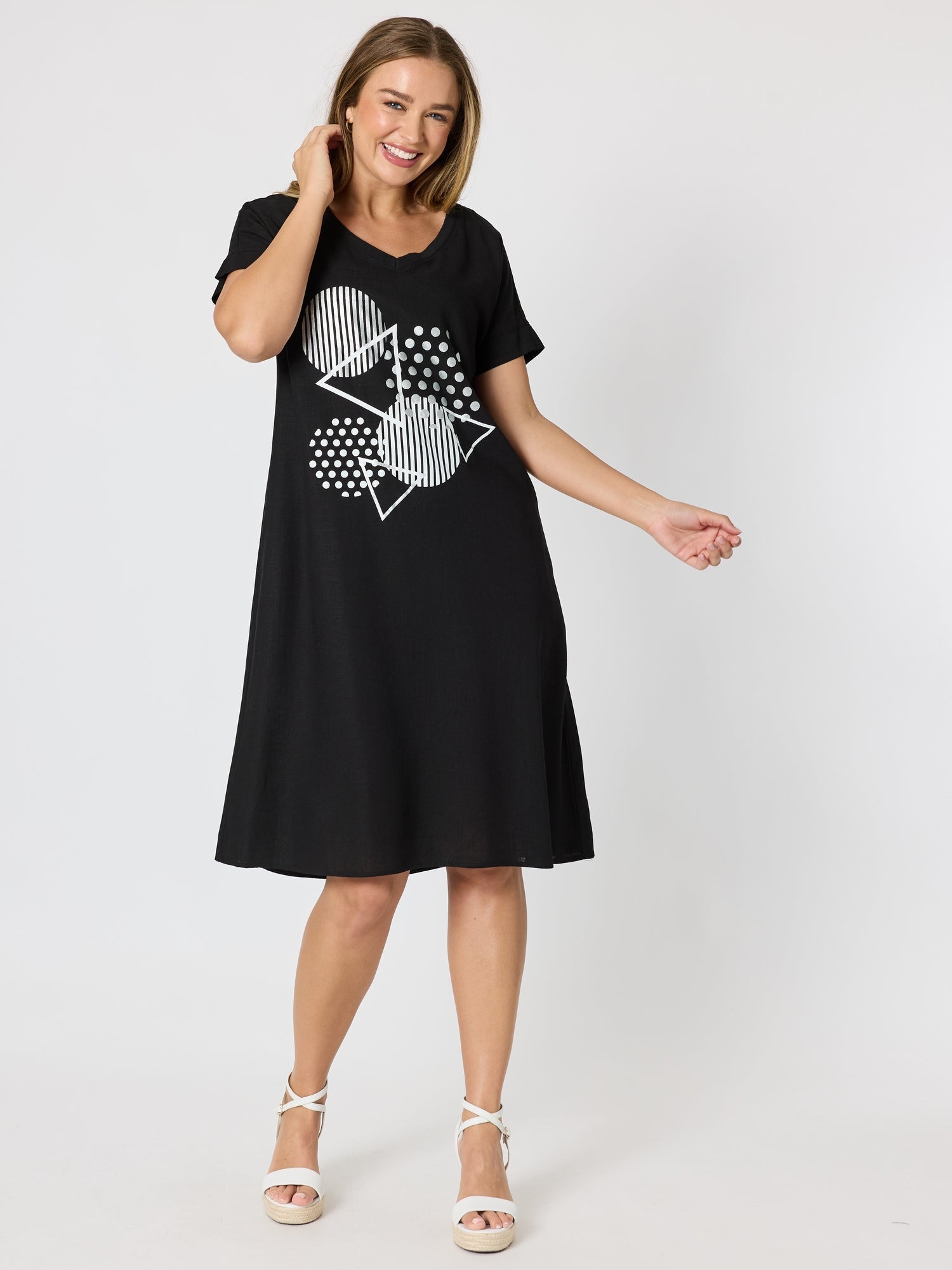 Image of Dresses. Product name - Circle on Circle Dress Black in Black colour by brand - Clarity
