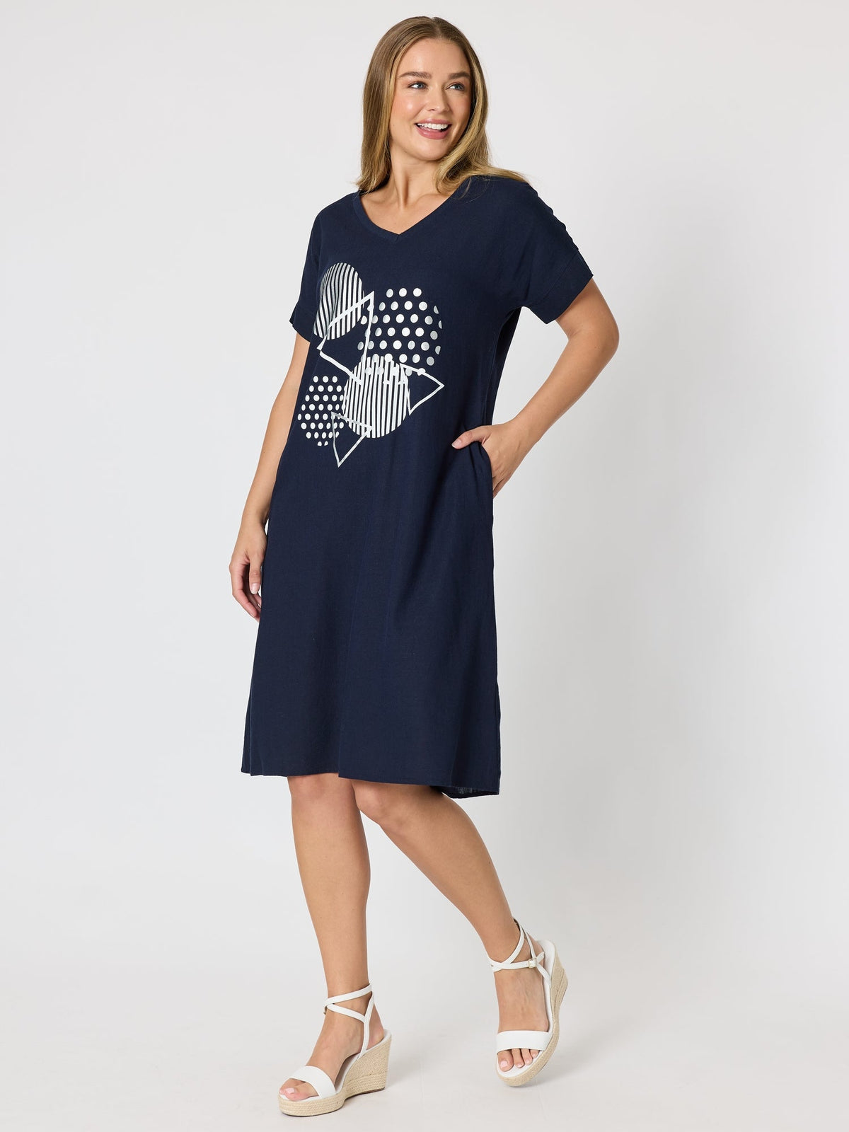 Clarity Circle on Circle Dress (Navy)
