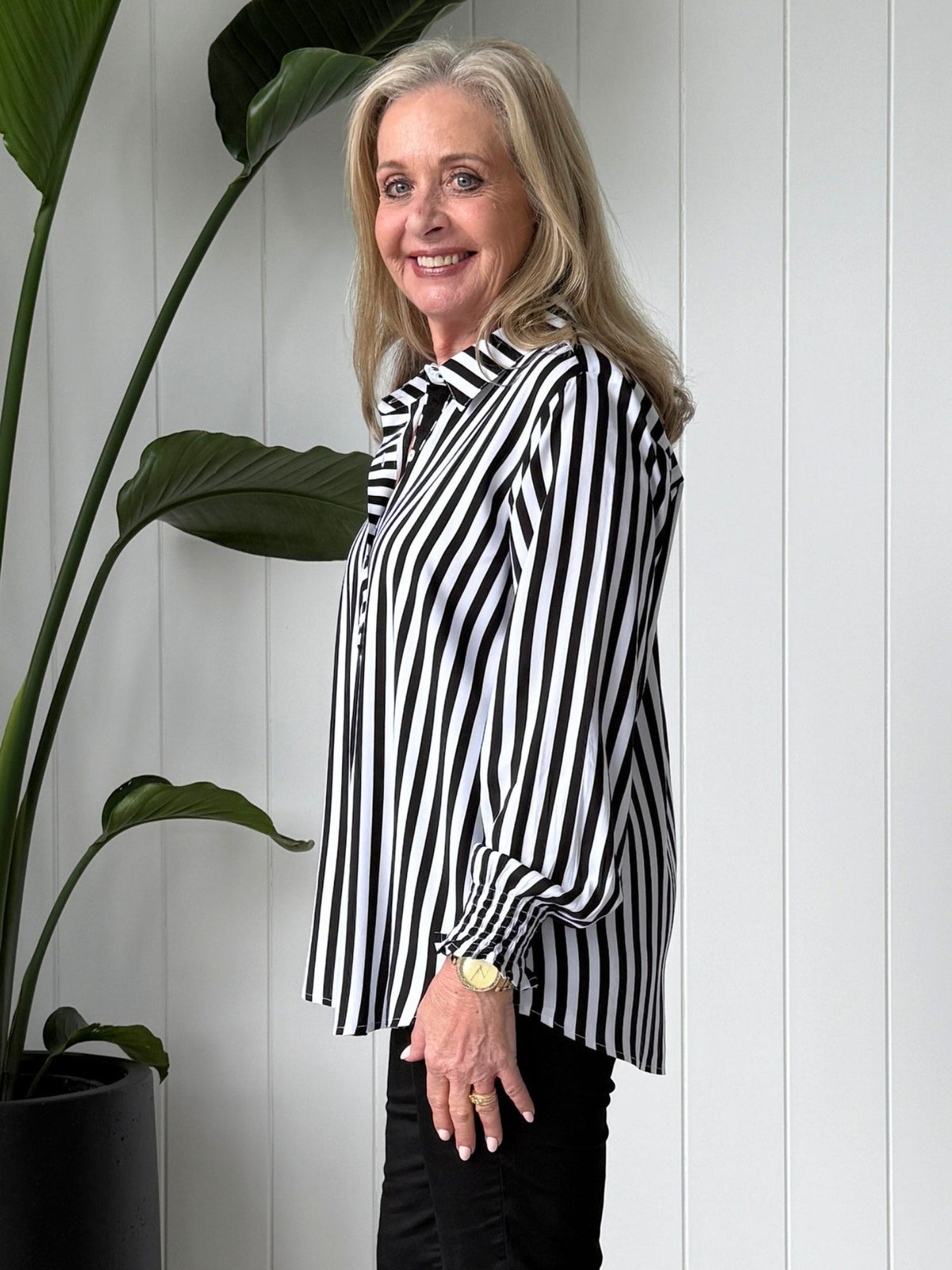 Threadz Amour Stripe Shirt (Black/White)