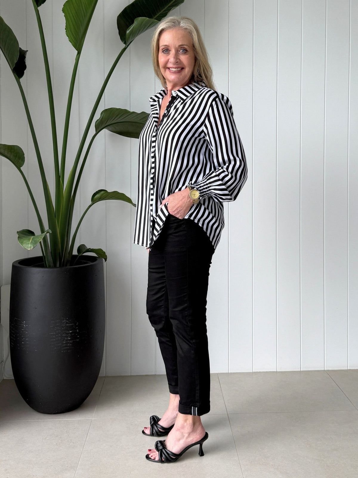 Threadz Amour Stripe Shirt (Black/White)