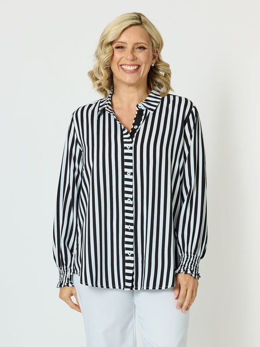 Image of Shirts. Product name - Amour Stripe Shirt Black/White in Black/White colour by brand - Threadz